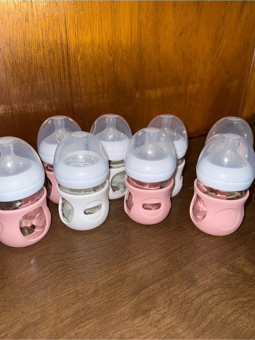Silicone Baby Milk Feeder Bottles - Pink & White (Set)